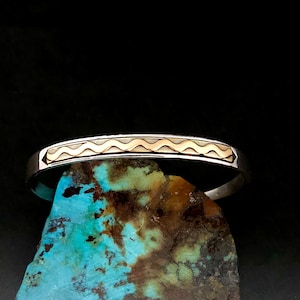 MM Rogers Southwestern 14k and Sterling Silver  Cuff Bracelet - 13.5 grams - Excellent Condition - 6-3/8&quot;