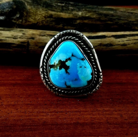 Size 6 - Navajo Sterling Silver Ring with Morenci… - image 1