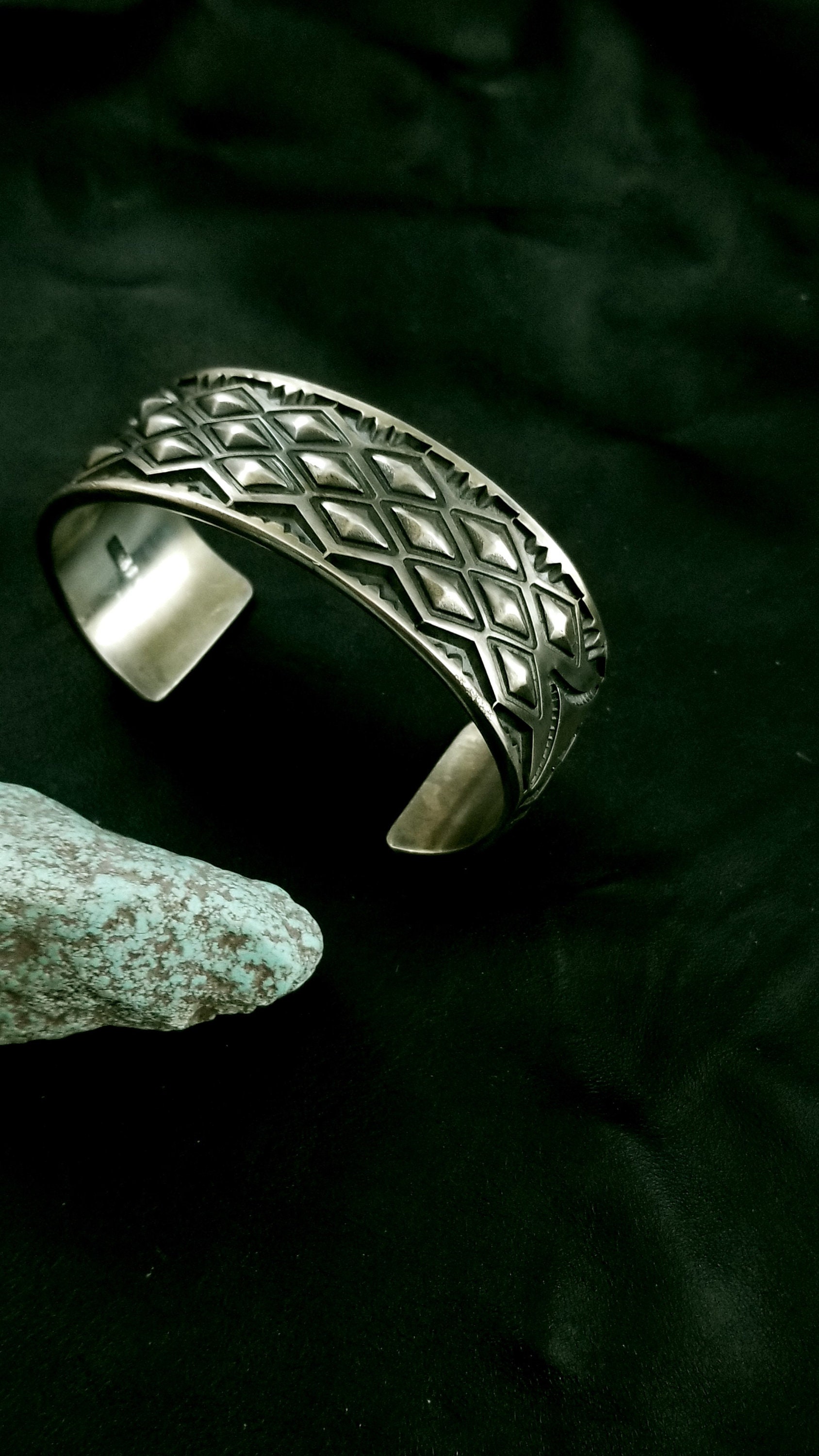 Fantastic Heavy Sterling Silver Navajo Cuff Bracelet by