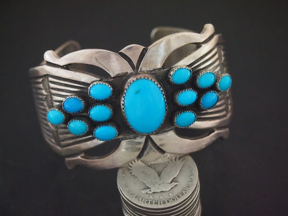 Rick Martinez Navajo Sterling Silver Bracelet with Ca… - Gem