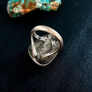 Size 5-1/2 - Vintage Navajo Sterling Silver with Kings Manassa Turquoise Ring - Very Good Vintage Condition - 7.8 grams bild 7