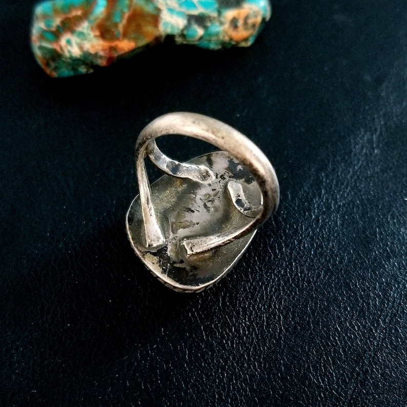 Size 5-1/2 - Vintage Navajo Sterling Silver with Kings Manassa Turquoise Ring - Very Good Vintage Condition - 7.8 grams bild 7