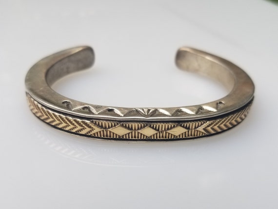 Important Vintage Navajo Bruce Morgan 'Contemporist' Native American Jewelry Silver Bracelet Important Vintage Navajo Bruce Morgan 'Contemporist' Native American Jewelry Silver Bracelet