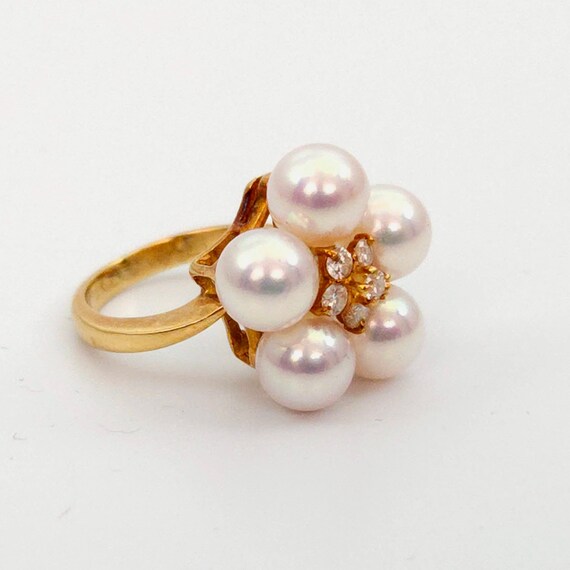 Vintage Mikimoto 18k Gold Pearl and DiamondCluste… - image 5