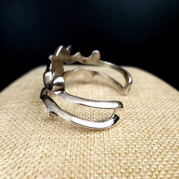 Solid Sterling Silver Sand Cast Cuff Bracelet - 4… - image 4