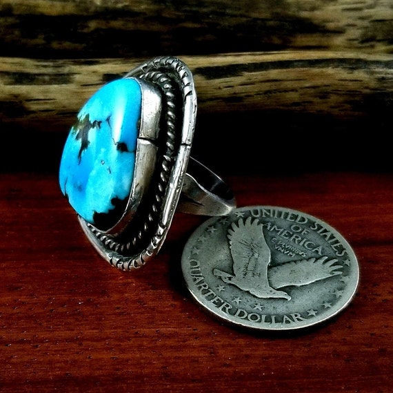 Size 6 - Navajo Sterling Silver Ring with Morenci… - image 3