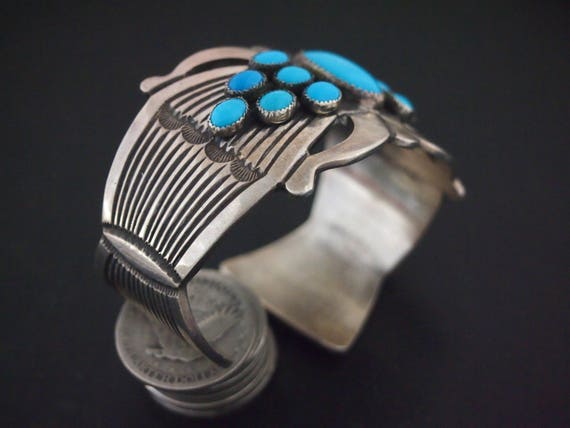 Rick Martinez Navajo Sterling Silver Bracelet with Ca… - Gem