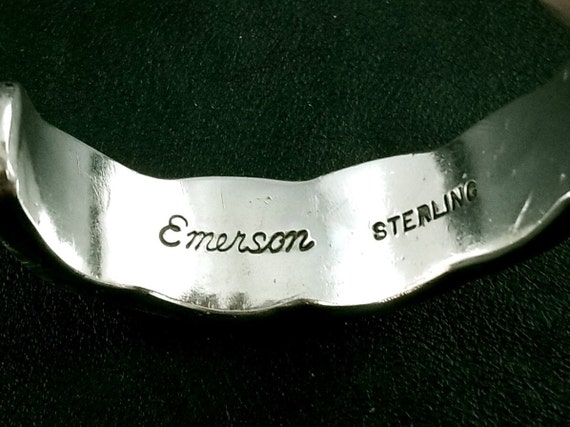 Heavy Sterling Silver Navajo Cuff Bracelet by Eme… - image 5