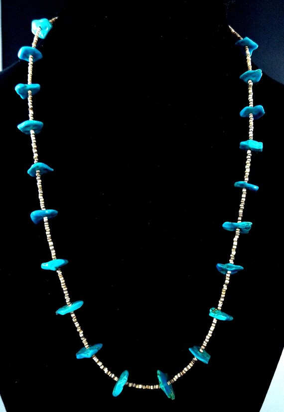 Vintage Navajo Necklace with Kingman Turquoise Nu… - image 2