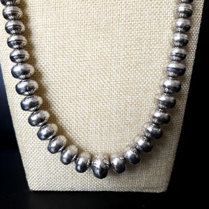 29&quot;  Classic Handmade Vintage Navajo Sterling Silver Bead Necklace - 93 grams - Roderick Tenorio