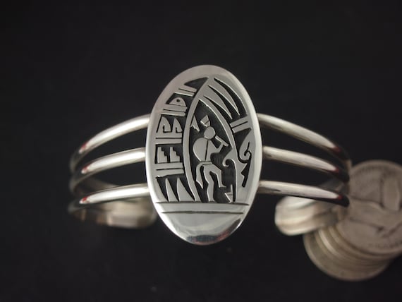 Darren Silas - Hopi - Sterling Silver Overlay and Wrought Cuff 
