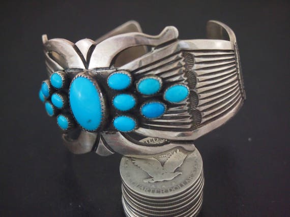 Rick Martinez Navajo Sterling Silver Bracelet with Ca… - Gem
