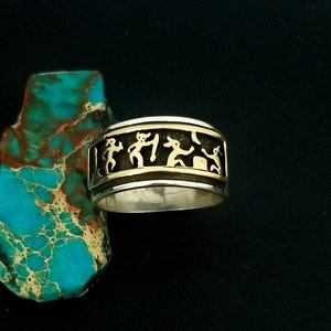 Size 8-1/4 -  M.M. Rogers Sterling Silver and 14k Story Teller Ring - Excellent Condition