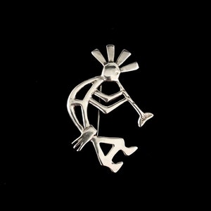 Vintage Navajo Sterling Silver Kokopelli Brooch Pin Pendant by Glen Sandoval - Excellent Condition - 8.4 grams