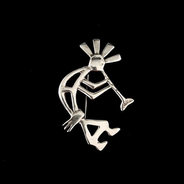 Vintage Navajo Sterling Silver Kokopelli Brooch Pin Pendant by Glen Sandoval - Excellent Condition - 8.4 grams