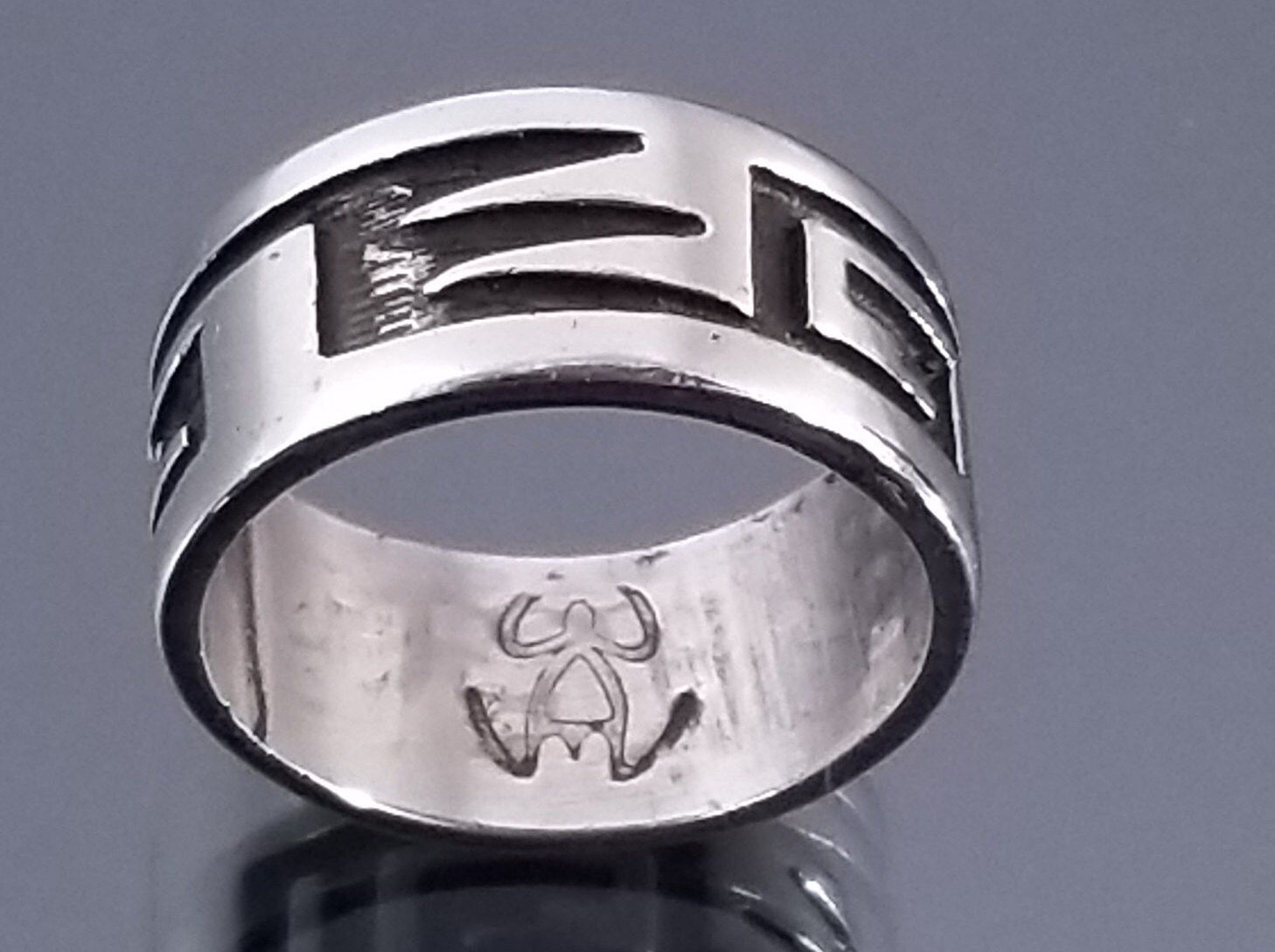 Hopi Terry Wadsworth Sterling Silver Overlay Ring