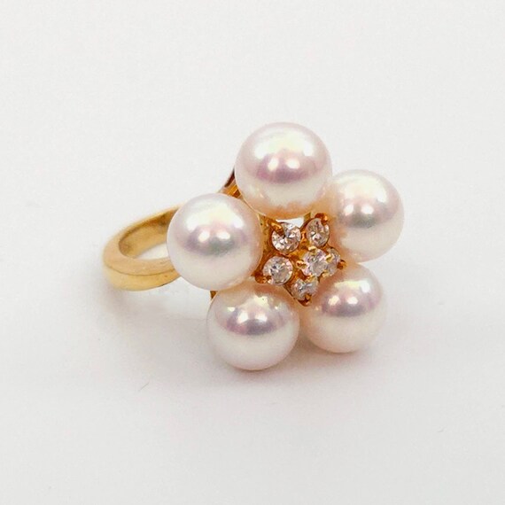 Vintage Mikimoto 18k Gold Pearl and DiamondCluste… - image 6
