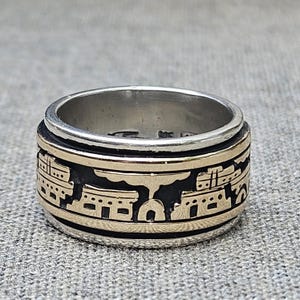 M.M. Rogers Sterling Silver and 14k Gold Story Teller Overlay Ring - Excellent Condition - Size 5-1/2