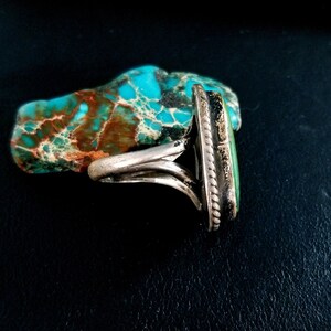 Size 5-1/2 - Vintage Navajo Sterling Silver with Kings Manassa Turquoise Ring - Very Good Vintage Condition - 7.8 grams bild 6
