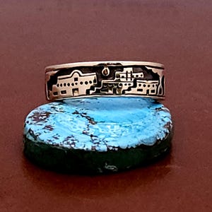 Size 8-1/4 - M.M. Rogers Sterling Silver and 14k Gold Story Teller Overlay Ring - Excellent Condition