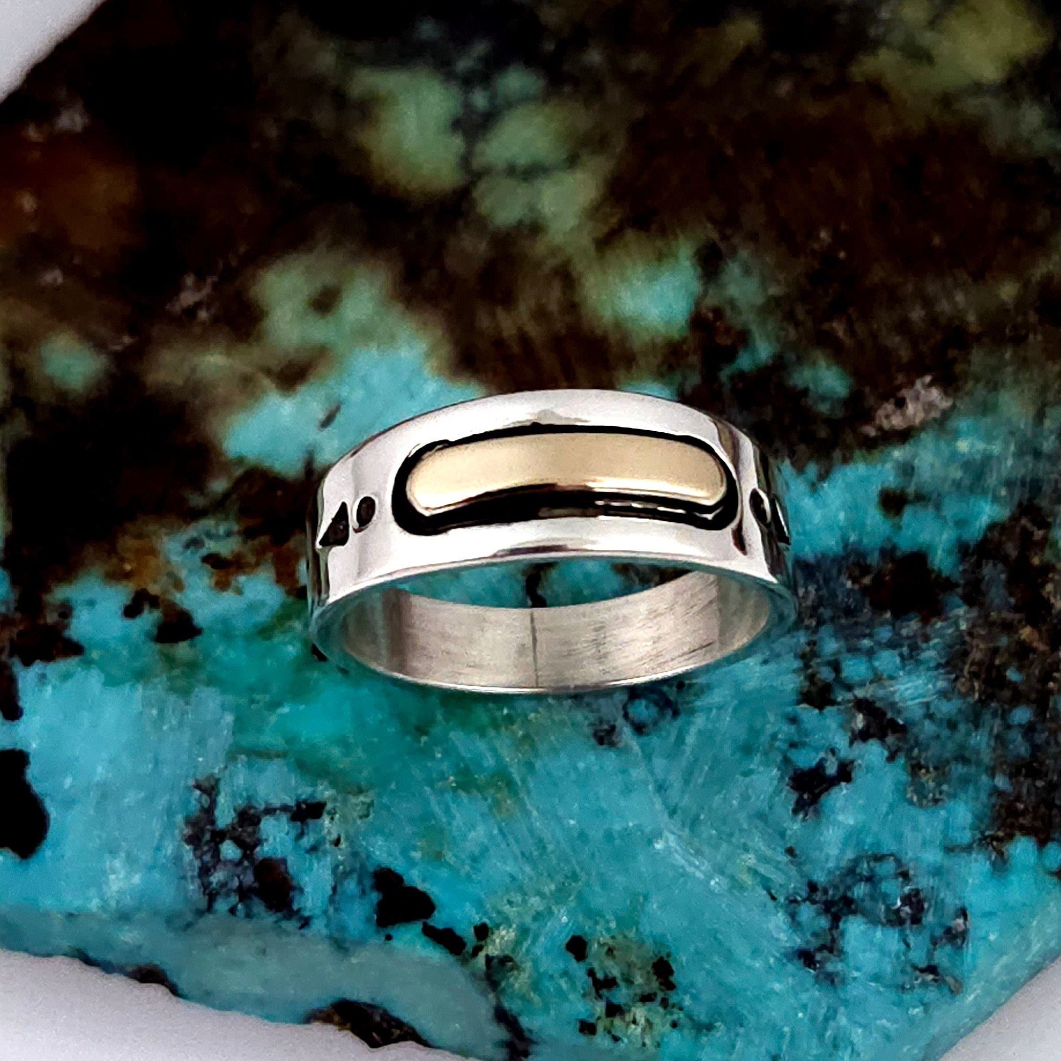 Size 6 - M.M. Rogers Sterling Silver and 14k Gold Taper Ring  