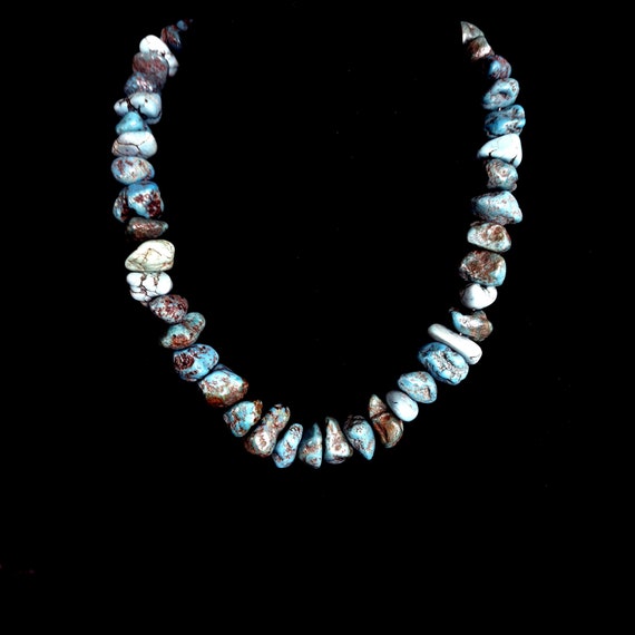 Heavy Vintage Navajo Necklace with Chunky  Turquo… - image 1