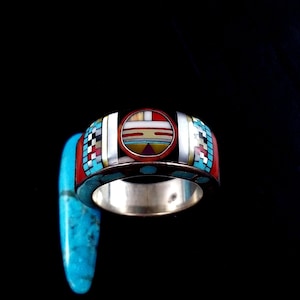 Hopi Terry Wadsworth Sterling Silver Overlay Ring