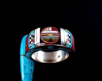 Hopi Terry Wadsworth Sterling Silver Overlay Ring