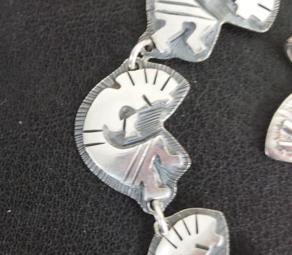Sterling Silver Hopi Pendant and Bracelet - 33  g… - image 2