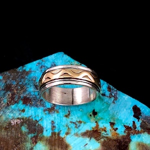 M.M. Rogers Sterling Silver  and 14k  Ring - Size - 7