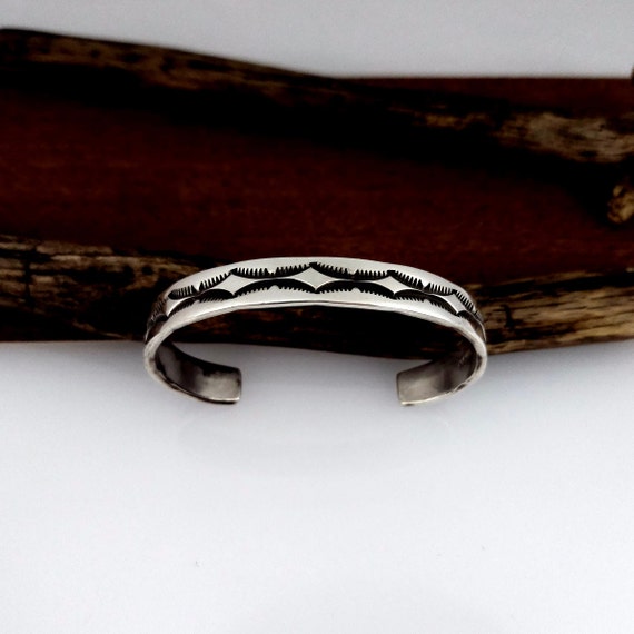 Cold Chiseled Sterling Silver Navajo Cuff Bracelet