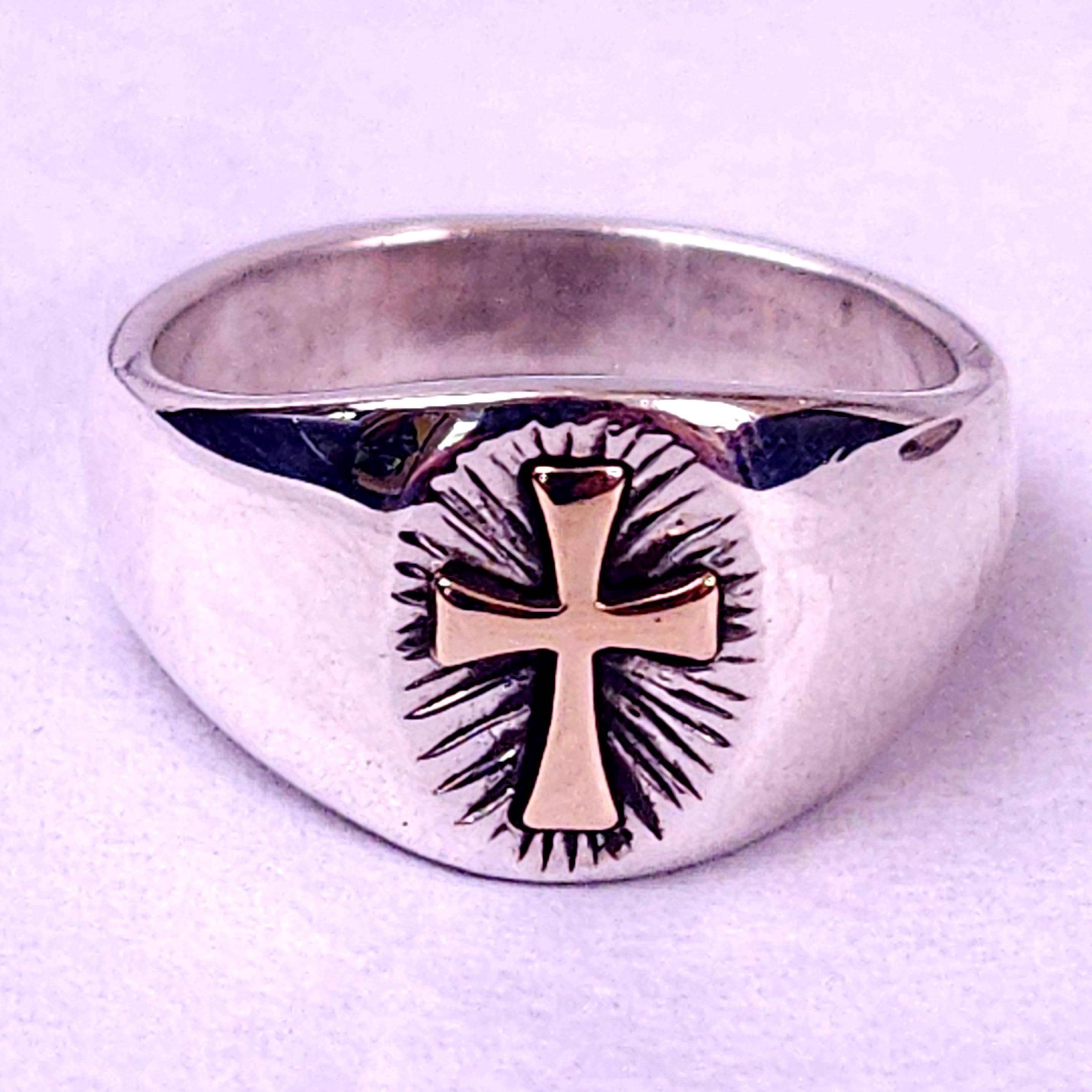 Retired James Avery Sterling and 14k Gold Crosslet Ring Size