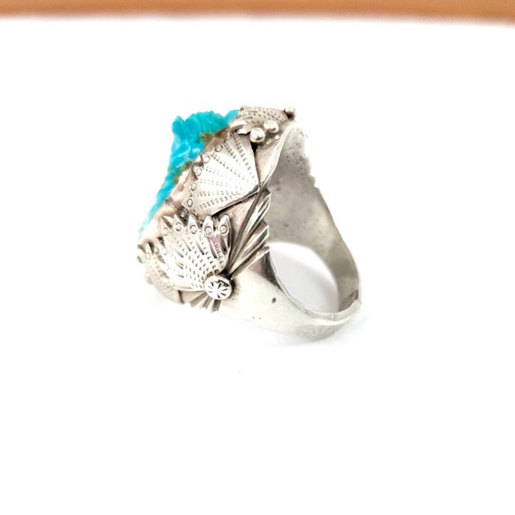 Museum Quality Large  Carved Turquoise Horse Ring… - image 5