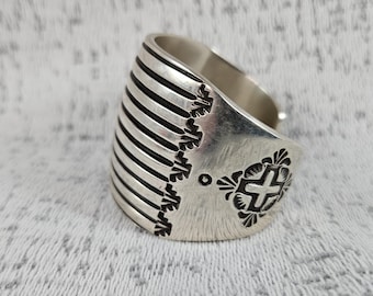 Heavy Emerson Bill Handmade Navajo Sterling Silver Cuff Bracelet