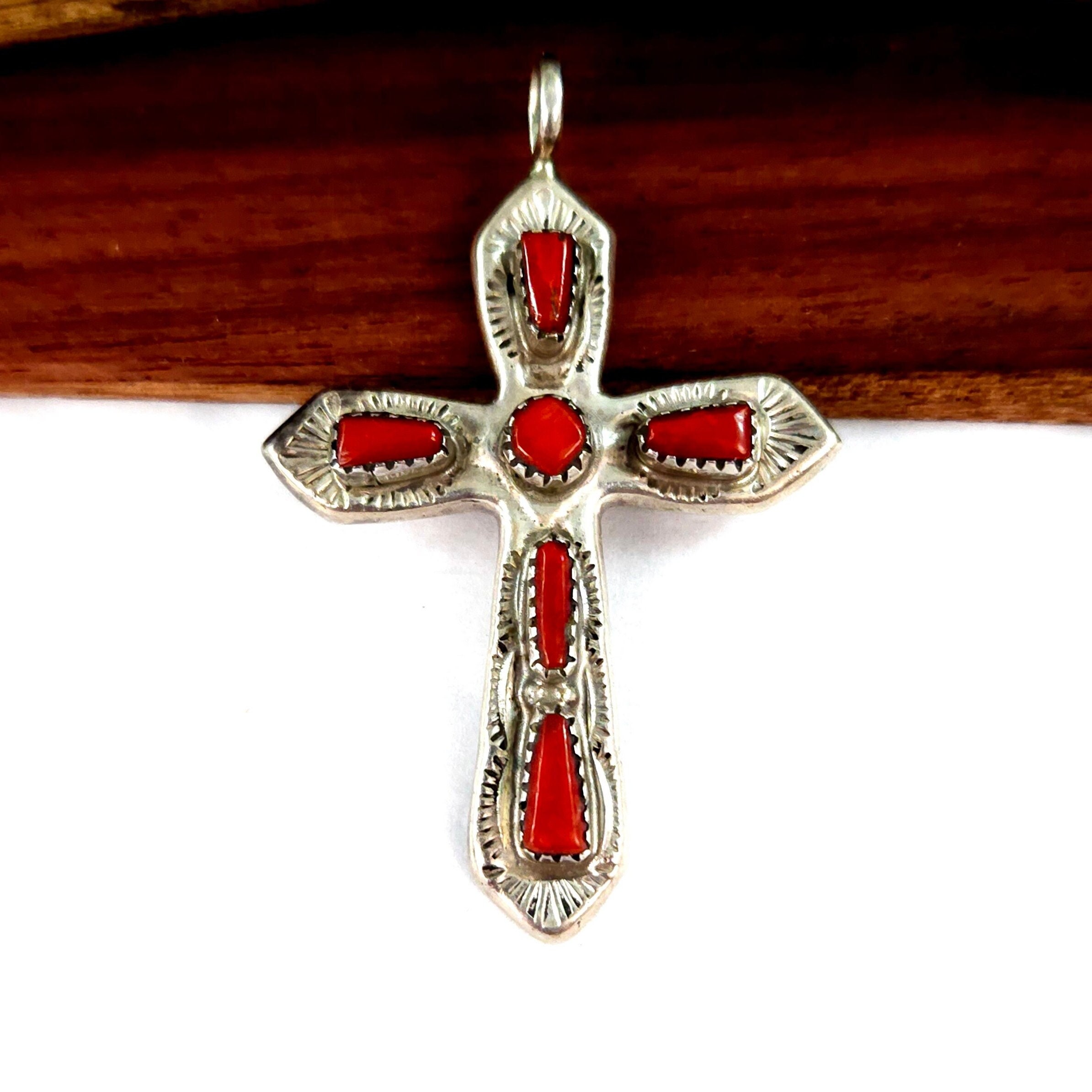 Vintage Navajo Sterling Silver and Turquoise Cross Pendant 