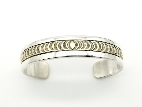Outstanding Native American Navajo Sterling Silver & 14k Gold Bracelet, Signed Outstanding Native American Navajo Sterling Silver & 14k Gold Bracelet, Signed