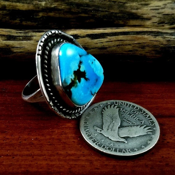 Size 6 - Navajo Sterling Silver Ring with Morenci… - image 4