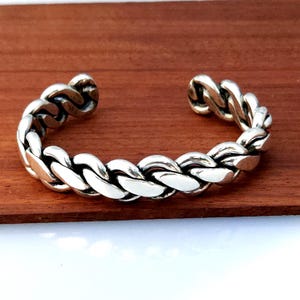 Sterling Silver Navajo Twisted Cable Rope Cuff Bracelet  - Excellent Condition 54.6 grams 6-1/8&quot;