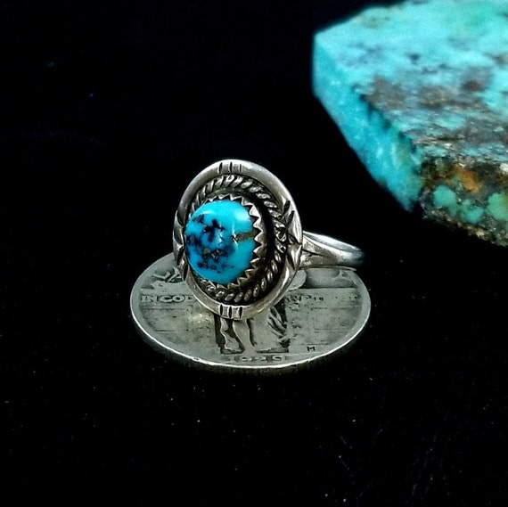 Size 5-1/2 - Navajo Sterling Silver Ring with Kin… - image 6