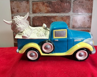 Highland cow insert for vintage truck
