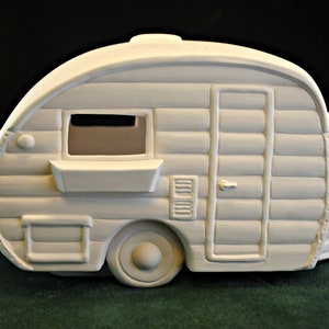 Ceramic bisque Camping Trailer #2, camper, ceramic camper, ceramic trailer, bisque camper, bisque trailer, hippie trailer, unpainted ceramic