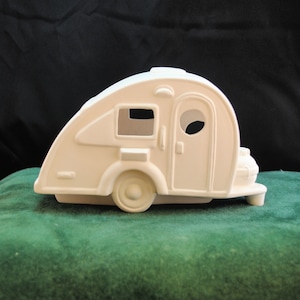 Ceramic bisque trailer #4, camping trailer, vintage style trailer, ceramic bisque caravan