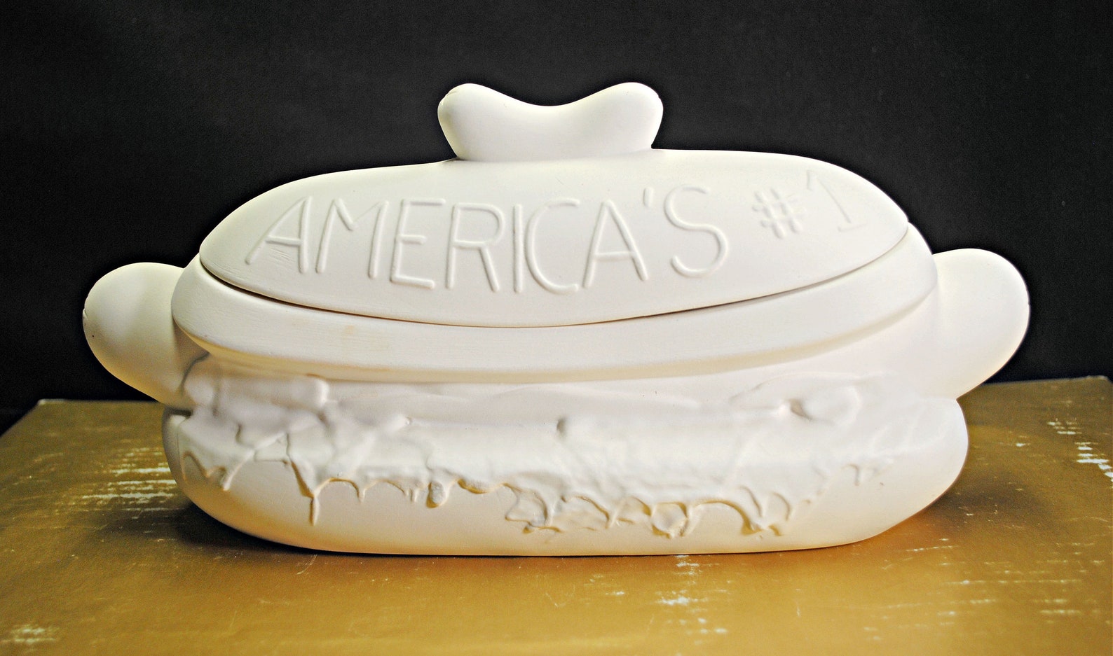 Footlong Hot Dog in Ceramic Bisque 2 Piece Condiment Holder Etsy