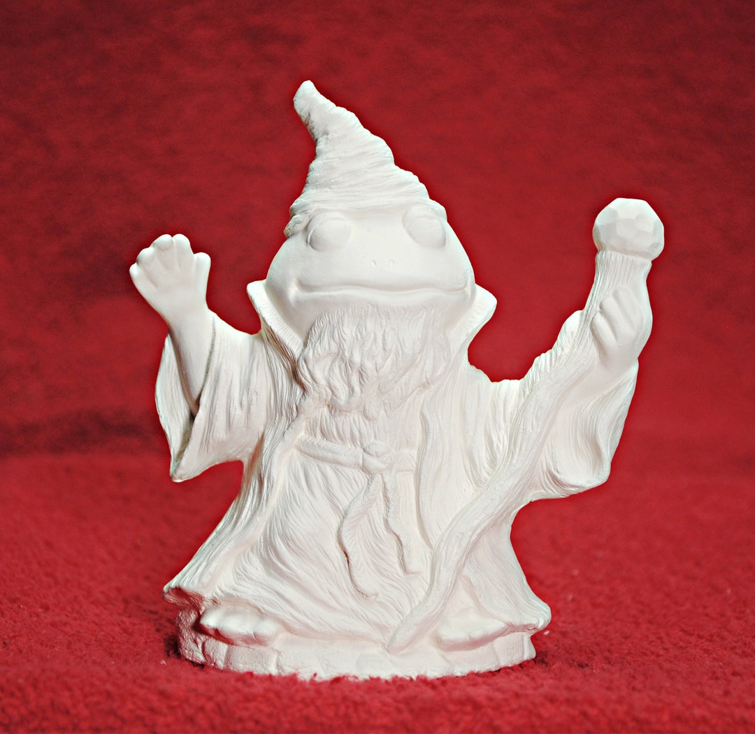 Small Frog Wizard in Ceramic Bisque Unpainted Ceramics Etsy
