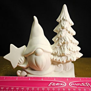 Ceramic Bisque Christmas Gnome, Tree and Star Insert