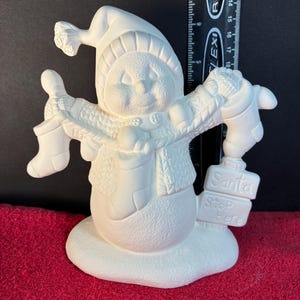 Ceramic Bisque Snowman, Unpainted Christmas Decoration