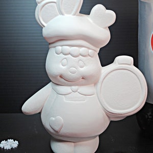 Ceramic Gingerbread person with Ornaments, unpainted ceramics, ready to paint