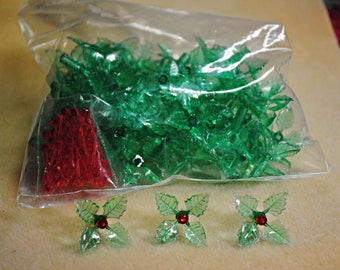 Holly lights for ceramics, 36 or 72 per pack, Green and red, ceramic bulbs for trees