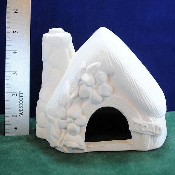 Cute toad house, fairy house in ready to paint ceramic bisque, fairy garden