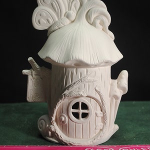 Fairy House with Butterfly in ready to paint ceramic bisque, ceramic fairy house, bisque fairy house, u-paint, fairy garden